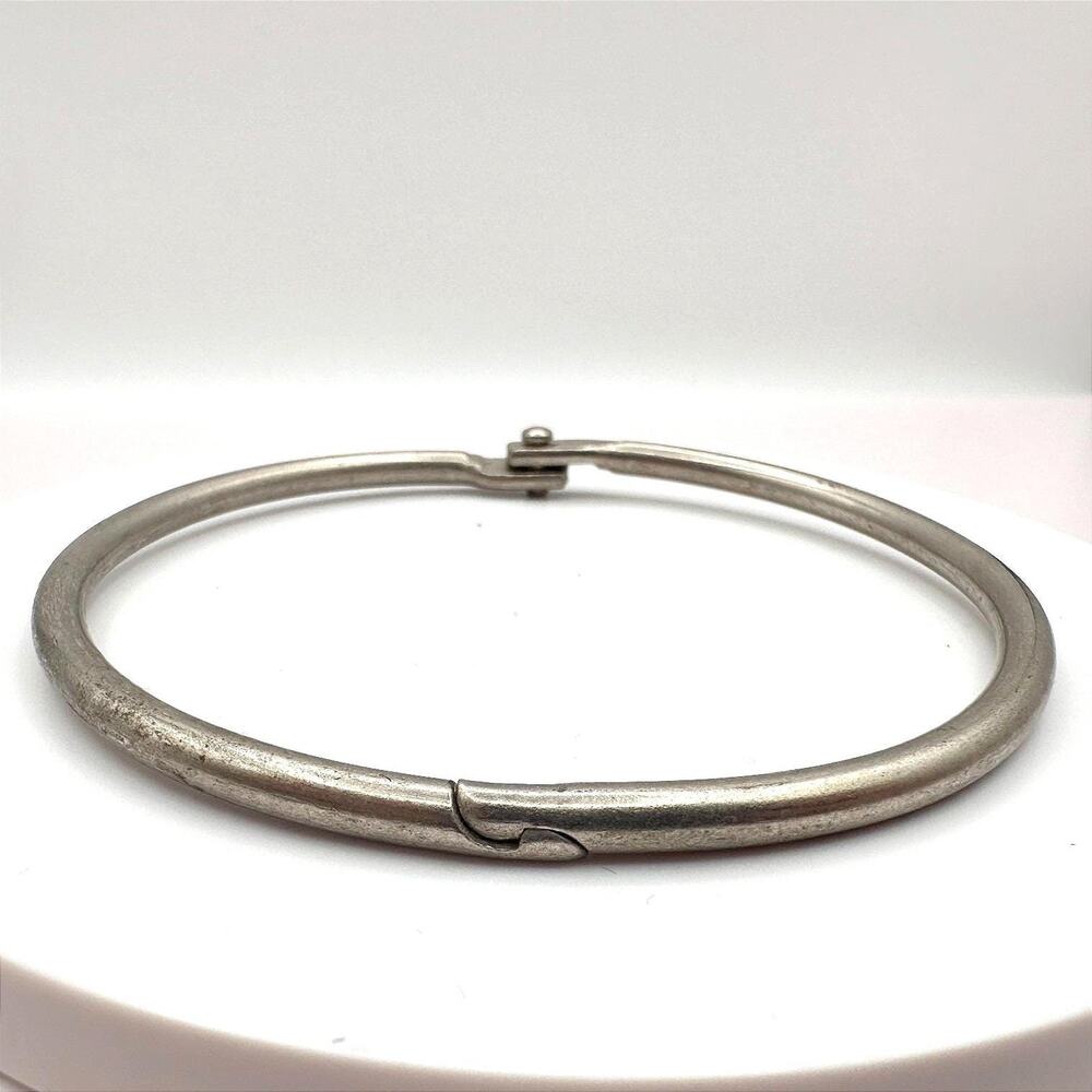 Vintage 90s Y2K Silver Tone Hinged Bracelet Minimalist Stackable Women's Jewelry